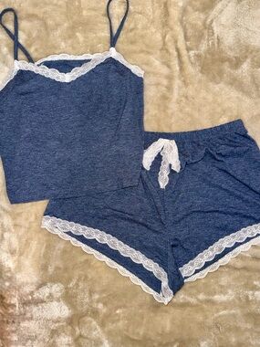 NWOT Lace-Trim Navy Cami & Short Sleep Set